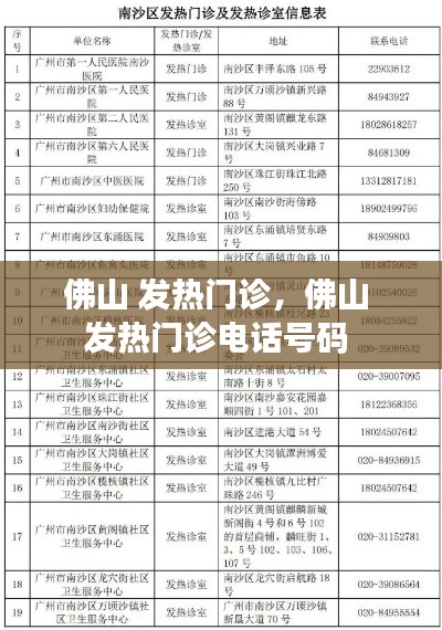 佛山 发热门诊,佛山 发热门诊电话号码