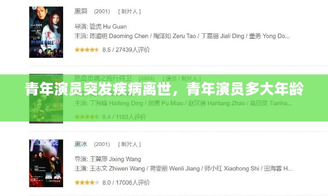 青年演员突发疾病离世,青年演员多大年龄
