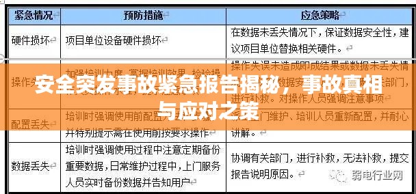 安全突发事故紧急报告揭秘，事故真相与应对之策
