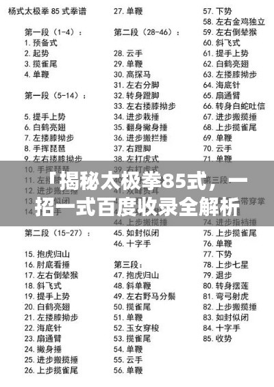 「揭秘太极拳85式,一招一式百度收录全解析」