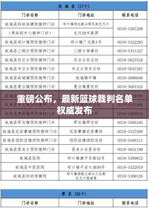 重磅公布,最新篮球裁判名单权威发布