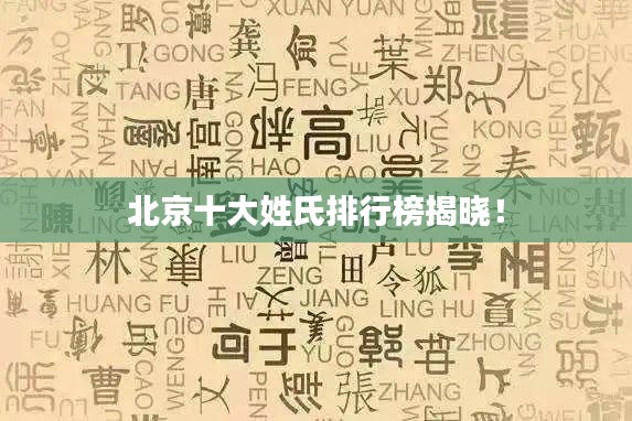 北京十大姓氏排行榜揭晓!