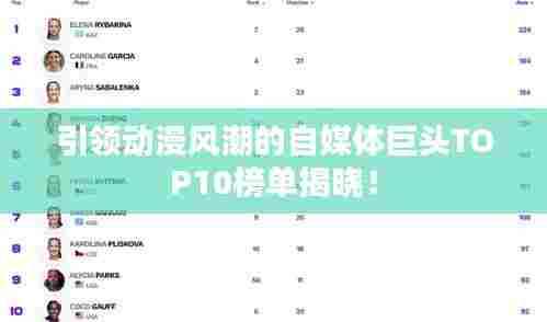 引领动漫风潮的自媒体巨头TOP10榜单揭晓！